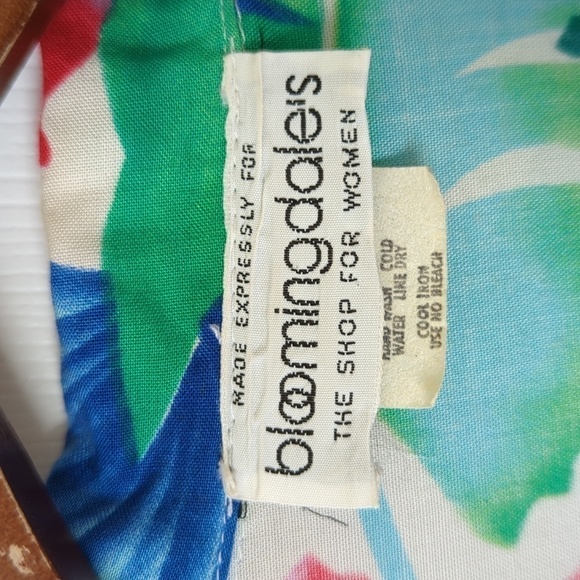 Bloomingdale's 80's Vintage Bright Tropical Short Sleeve Button Down Shirt Large - Picture 5 of 12